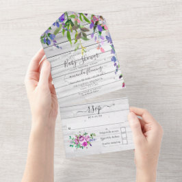 Rustik vattenfärg Violett Blommig Baby Shower Allt