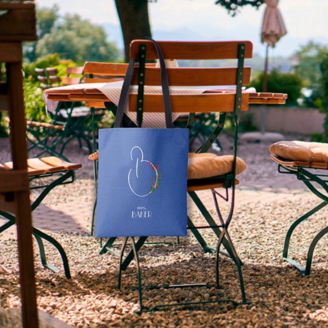 Rustik vattenfärgad blomma brev B Tygkasse (Skapare uppladdad)