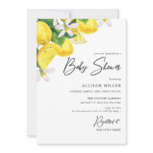 Rustik vattenfärgad Gult Lemon Baby Shower