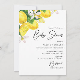 Rustik vattenfärgad Gult Lemon Baby Shower Inbjudningar