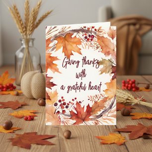 Rustik vattenfärgad höstens andedräkt Thanksgiving Kort