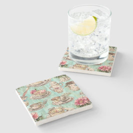 Rustik vattenfärgsfärgning vintage för köksblått stenunderlägg