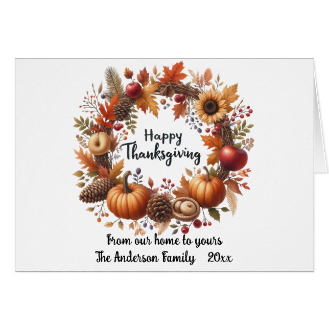 Rustik Vattenfärgshöst med Thanksgiving-pumpa OBS Kort (Framsidan Horizontal)