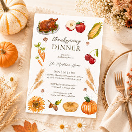 Rustik Vattenfärgskål Thanksgiving Turkiet Inbjudningar
