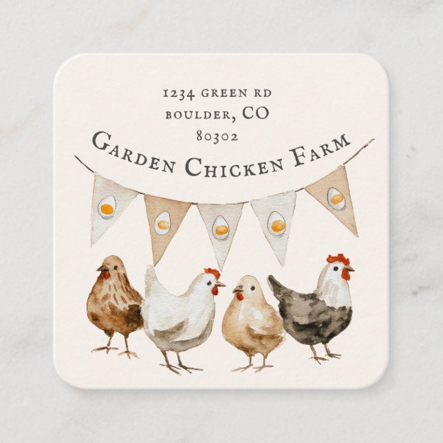 Rustik vattenfärgsköld bondgård fyrkantigt visitkort (Framsida)