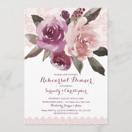 Rustik vattenfärgsmiddag blommigt snöre-repetition inbjudningar