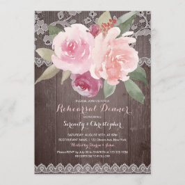 Rustik vattenfärgsmiddag blommigt snöre-repetition inbjudningar