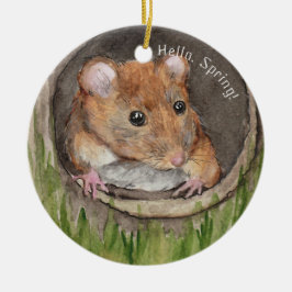 Rustik vattenfärgsmus julgransprydnad keramik