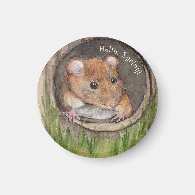 Rustik vattenfärgsmus magnet (Framsidan)