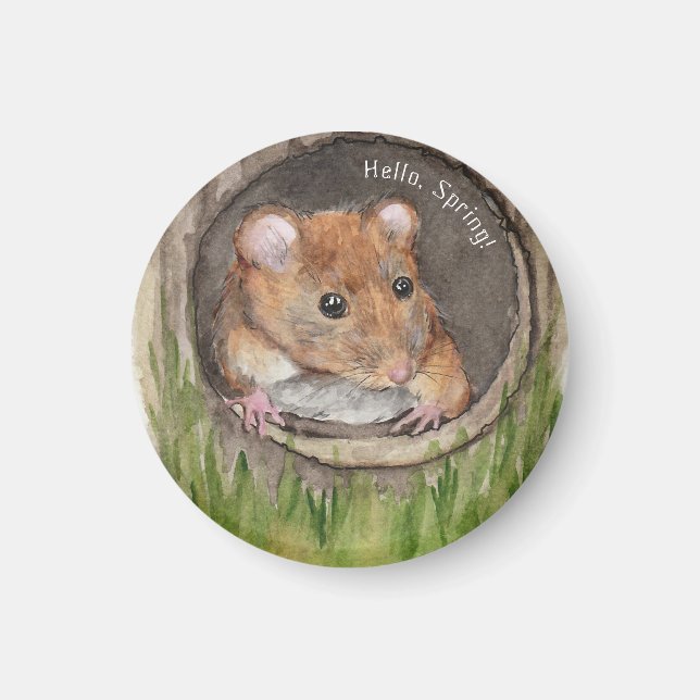 Rustik vattenfärgsmus magnet (Framsidan)