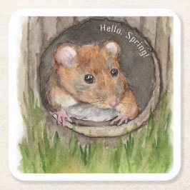 Rustik vattenfärgsmus underlägg papper kvadrat