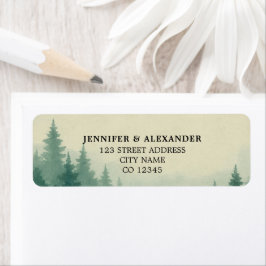Rustik vattenfärgsskog bröllop returadress etikett