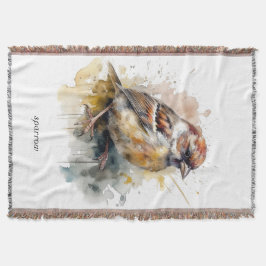 Rustik vattenfärgssparrow, anpassningsbar filt