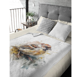 Rustik vattenfärgssparrow, anpassningsbar fleecefilt