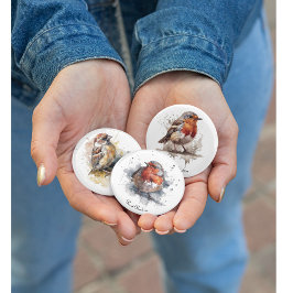 Rustik vattenfärgssparrow, anpassningsbar knapp