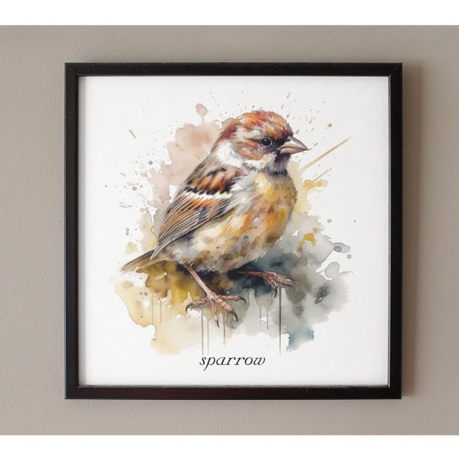 Rustik vattenfärgssparrow, anpassningsbar poster (Skapare uppladdad)