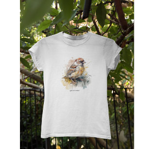 Rustik vattenfärgssparrow, anpassningsbar t shirt