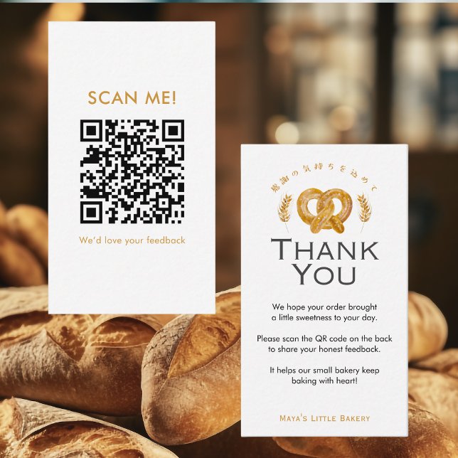 Rustik vete-pretzel Lämna en recension QR-kod Visitkort (Skapare uppladdad)