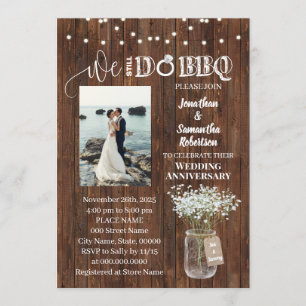 Rustik Vi förnyar fortfarande Bq-årsdagen i bröllo Inbjudningar