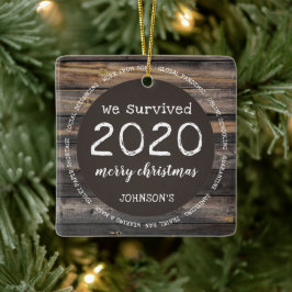 Rustik Vi överlevde 2020 Foto Julgransprydnad Keramik