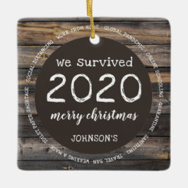 Rustik Vi överlevde 2020 Foto Julgransprydnad Keramik