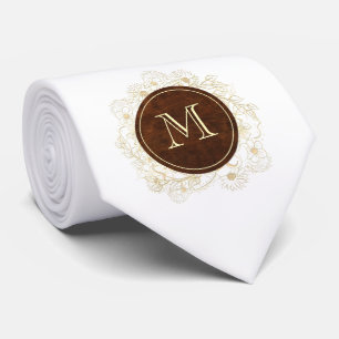 Rustik vigselpresent med monogram till bröllop slips