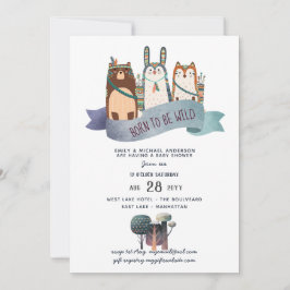 Rustik VILD ONE Woodland Animals Tribal Pojke Inbjudningar