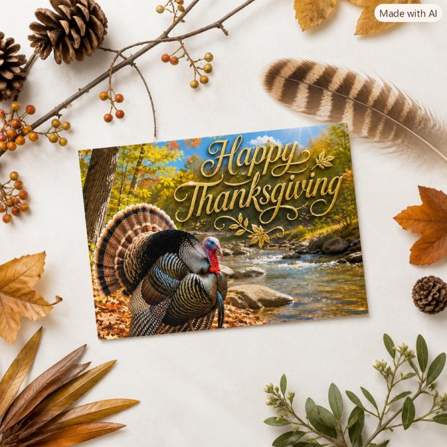 Rustik vild Thanksgiving Tom Kalkon Natur Helgkort (Skapare uppladdad)