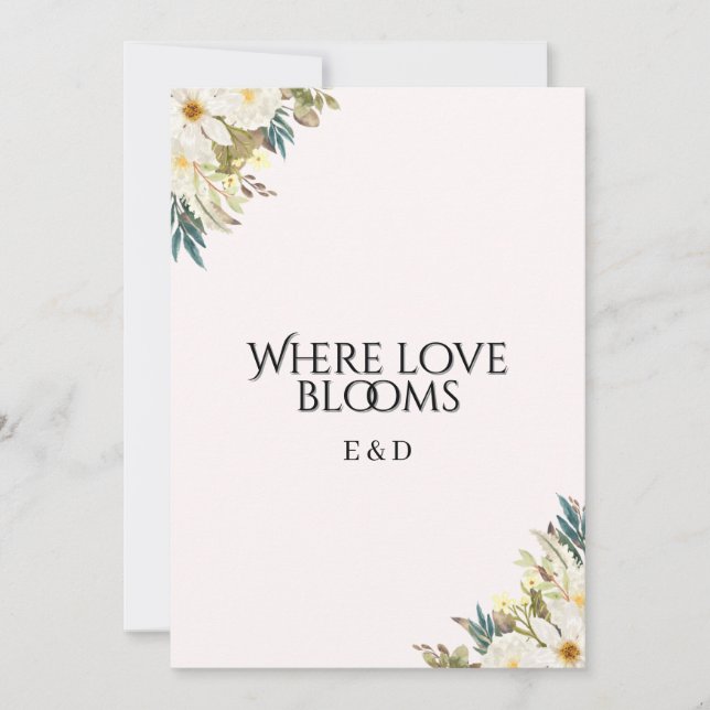 Rustik vildblomma bröllopsinbjudan inbjudningar (Framsida)
