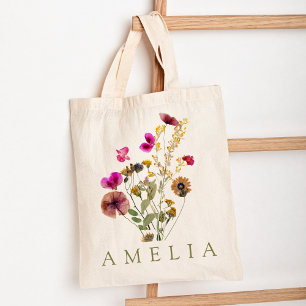 Rustik Vildblomma Brudtjänst Namn Tygkasse