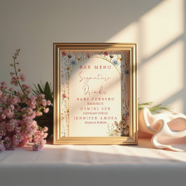 Rustik vildblomma kanin beige signaturdrycker bar poster