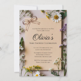 Rustik Vildblomma Liten Prinsessa Barnkalas Inbjud Inbjudningar