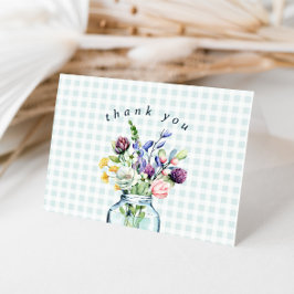 Rustik vildblomma masonkruka baby boy baby shower tack kort