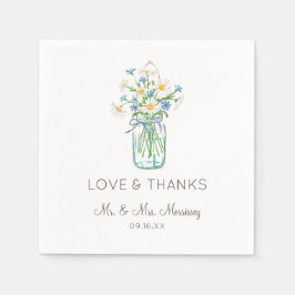 Rustik vildblomma murar kärlek och tack pappersservett