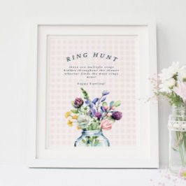 Rustik vildblomma murarbröllops ringjakt spel poster