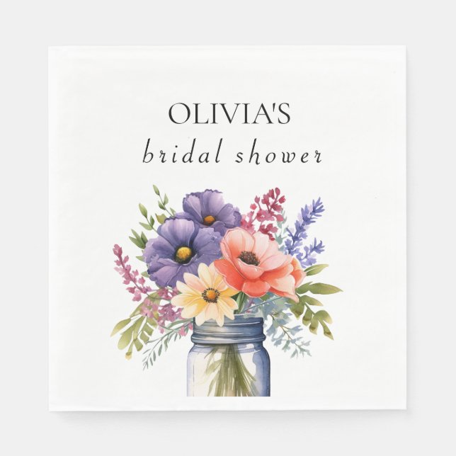 Rustik vildblomma Murbrukare Bröllopsfest papper Pappersservett (Framsidan)