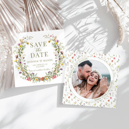 Rustik vildblomma Spara fotoinbjudan om datum