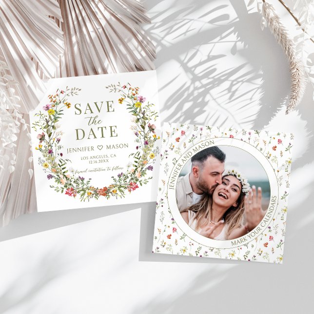 Rustik vildblomma Spara fotoinbjudan om datum (Skapare uppladdad)