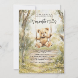 Rustik Vintage Bear Baby Shower Inbjudningar