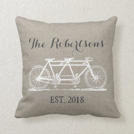 Rustik Vintage Bicycle Bröllop Monogram Kudde
