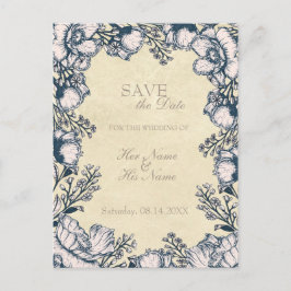 Rustik Vintage Blomma Blommig Bröllop Spara datume Meddelande Vykort