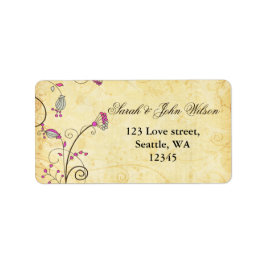 Rustik Vintage blommigt för botaniskt fuchsia Adressetikett