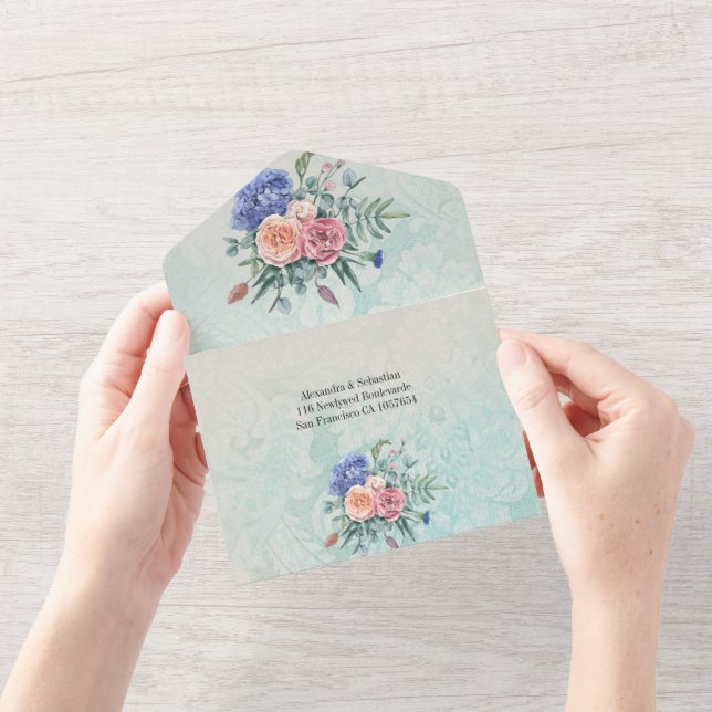 Rustik Vintage Blommigt Grönt  Damask Wedding (Opening)