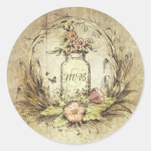 Rustik Vintage Blommigt Mason Burk Bröllop