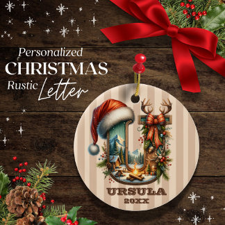 Rustik Vintage Brev U Juli Anpassningsbar Julgransprydnad Keramik
