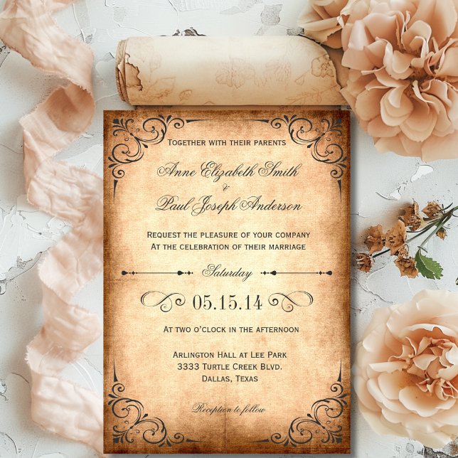 Rustik vintage bröllopsinbjudan inbjudningar (Rustic vintage wedding invitation)