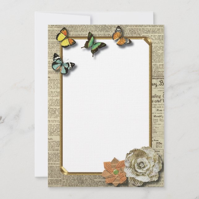 Rustik Vintage Chic Butterflies-inbjudan Inbjudningar (Framsida)