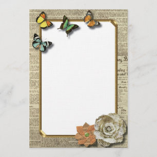 Rustik Vintage Chic Butterflies-inbjudan Inbjudningar