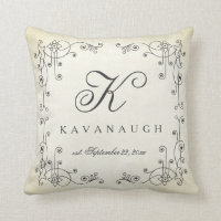 Rustik Vintage Design Monogram Bröllop Pillow