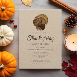Rustik Vintage Familjeåterträff Thanksgiving Inbjudningar